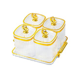 Maxbell Dried Fruit Plate Food Storage Box Wedding Nuts Plate for Home Party Holiday Transparen 4 Grids