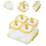 Maxbell Dried Fruit Plate Food Storage Box Wedding Nuts Plate for Home Party Holiday Transparen 4 Grids