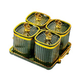 Maxbell Dried Fruit Plate Food Storage Box Wedding Nuts Plate for Home Party Holiday Fruit Green 4 Grids