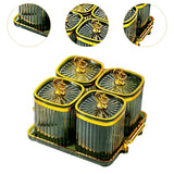Maxbell Dried Fruit Plate Food Storage Box Wedding Nuts Plate for Home Party Holiday Fruit Green 4 Grids