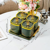 Maxbell Dried Fruit Plate Food Storage Box Wedding Nuts Plate for Home Party Holiday Fruit Green 4 Grids