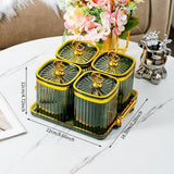 Maxbell Dried Fruit Plate Food Storage Box Wedding Nuts Plate for Home Party Holiday Fruit Green 4 Grids