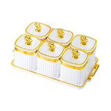 Maxbell Dried Fruit Plate Food Storage Box Wedding Nuts Plate for Home Party Holiday White 6 Grids