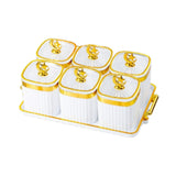 Maxbell Dried Fruit Plate Food Storage Box Wedding Nuts Plate for Home Party Holiday White 6 Grids