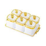 Maxbell Dried Fruit Plate Food Storage Box Wedding Nuts Plate for Home Party Holiday White 6 Grids