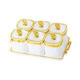 Maxbell Dried Fruit Plate Food Storage Box Wedding Nuts Plate for Home Party Holiday White 6 Grids