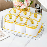 Maxbell Dried Fruit Plate Food Storage Box Wedding Nuts Plate for Home Party Holiday White 6 Grids