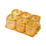 Maxbell Dried Fruit Plate Food Storage Box Wedding Nuts Plate for Home Party Holiday Amber 6 Grids