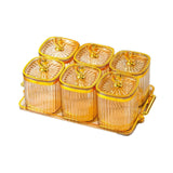Maxbell Dried Fruit Plate Food Storage Box Wedding Nuts Plate for Home Party Holiday Amber 6 Grids