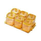 Maxbell Dried Fruit Plate Food Storage Box Wedding Nuts Plate for Home Party Holiday Amber 6 Grids