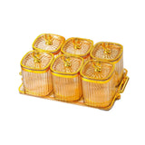 Maxbell Dried Fruit Plate Food Storage Box Wedding Nuts Plate for Home Party Holiday Amber 6 Grids