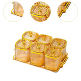 Maxbell Dried Fruit Plate Food Storage Box Wedding Nuts Plate for Home Party Holiday Amber 6 Grids