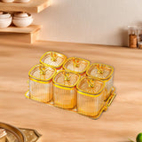 Maxbell Dried Fruit Plate Food Storage Box Wedding Nuts Plate for Home Party Holiday Amber 6 Grids