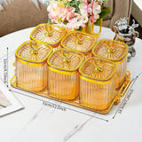 Maxbell Dried Fruit Plate Food Storage Box Wedding Nuts Plate for Home Party Holiday Amber 6 Grids