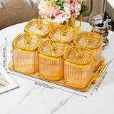 Maxbell Dried Fruit Plate Food Storage Box Wedding Nuts Plate for Home Party Holiday Amber 6 Grids