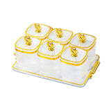 Maxbell Dried Fruit Plate Food Storage Box Wedding Nuts Plate for Home Party Holiday Transparen 6 Grids
