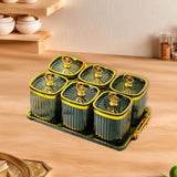 Maxbell Dried Fruit Plate Food Storage Box Wedding Nuts Plate for Home Party Holiday Fruit Green 6 Grids