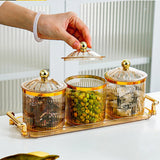 Maxbell Dried Fruit Snack Serving Plate Divided Serving Dishes for Living Room Party Amber
