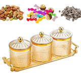 Maxbell Dried Fruit Snack Serving Plate Divided Serving Dishes for Living Room Party Amber