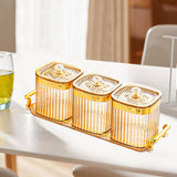 Maxbell Dried Fruit Tray with Lid Divided Serving Dishes for Candy Appetizer Cookies Golden 3 Grid