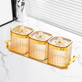 Maxbell Dried Fruit Tray with Lid Divided Serving Dishes for Candy Appetizer Cookies Golden 3 Grid