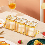 Maxbell Dried Fruit Tray with Lid Divided Serving Dishes for Candy Appetizer Cookies Golden 3 Grid