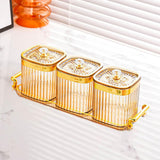 Maxbell Dried Fruit Tray with Lid Divided Serving Dishes for Candy Appetizer Cookies Golden 3 Grid