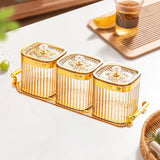 Maxbell Dried Fruit Tray with Lid Divided Serving Dishes for Candy Appetizer Cookies Golden 3 Grid