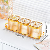 Maxbell Dried Fruit Tray with Lid Divided Serving Dishes for Candy Appetizer Cookies Golden 3 Grid