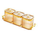 Maxbell Dried Fruit Tray with Lid Divided Serving Dishes for Candy Appetizer Cookies Golden 3 Grid