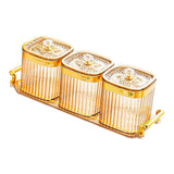 Maxbell Dried Fruit Tray with Lid Divided Serving Dishes for Candy Appetizer Cookies Golden 3 Grid