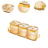 Maxbell Dried Fruit Tray with Lid Divided Serving Dishes for Candy Appetizer Cookies Golden 3 Grid
