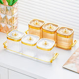 Maxbell Dried Fruit Tray with Lid Divided Serving Dishes for Candy Appetizer Cookies Golden 3 Grid