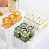Maxbell Dried Fruit Tray with Lid Divided Serving Dishes for Candy Appetizer Cookies Golden 3 Grid
