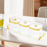 Maxbell Dried Fruit Tray with Lid Divided Serving Dishes for Candy Appetizer Cookies Clear 3 Grid