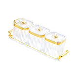 Maxbell Dried Fruit Tray with Lid Divided Serving Dishes for Candy Appetizer Cookies Clear 3 Grid