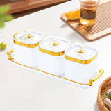 Maxbell Dried Fruit Tray with Lid Divided Serving Dishes for Candy Appetizer Cookies White 3 Grid
