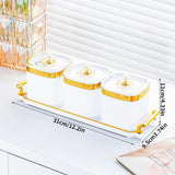 Maxbell Dried Fruit Tray with Lid Divided Serving Dishes for Candy Appetizer Cookies White 3 Grid