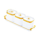 Maxbell Dried Fruit Tray with Lid Divided Serving Dishes for Candy Appetizer Cookies White 3 Grid