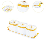 Maxbell Dried Fruit Tray with Lid Divided Serving Dishes for Candy Appetizer Cookies White 3 Grid