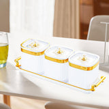 Maxbell Dried Fruit Tray with Lid Divided Serving Dishes for Candy Appetizer Cookies White 3 Grid