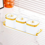 Maxbell Dried Fruit Tray with Lid Divided Serving Dishes for Candy Appetizer Cookies White 3 Grid