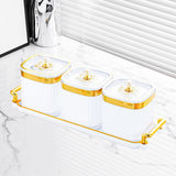 Maxbell Dried Fruit Tray with Lid Divided Serving Dishes for Candy Appetizer Cookies White 3 Grid