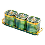 Maxbell Dried Fruit Tray with Lid Divided Serving Dishes for Candy Appetizer Cookies 3 Grid Green