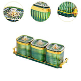 Maxbell Dried Fruit Tray with Lid Divided Serving Dishes for Candy Appetizer Cookies 3 Grid Green