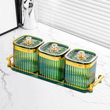 Maxbell Dried Fruit Tray with Lid Divided Serving Dishes for Candy Appetizer Cookies 3 Grid Green
