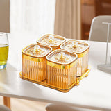 Maxbell Dried Fruit Tray with Lid Divided Serving Dishes for Candy Appetizer Cookies Gold 4 Grid