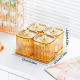 Maxbell Dried Fruit Tray with Lid Divided Serving Dishes for Candy Appetizer Cookies Gold 4 Grid