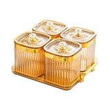 Maxbell Dried Fruit Tray with Lid Divided Serving Dishes for Candy Appetizer Cookies Gold 4 Grid
