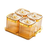 Maxbell Dried Fruit Tray with Lid Divided Serving Dishes for Candy Appetizer Cookies Gold 4 Grid